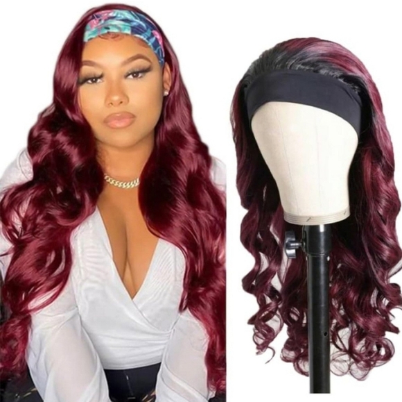 Other - Body Wave Headband Wig Ombre Burgundy Wigs Ombre Burgundy